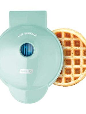 Dash DMW001AQ Mini Maker for Individual Waffles, Hash Browns, Keto Chaffles with Easy to Clean, Non-Stick Surfaces, 4 Inch, Aqua